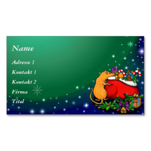 Merry Christmas with Rat Prince Magnetic Business Card