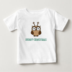 Merry Christmas with Reindeer Owl Baby T-Shirt