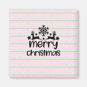 Merry Christmas with Reindeers and Snowflake Magnet