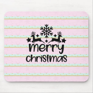 Merry Christmas with Reindeers and Snowflake Mouse Pad