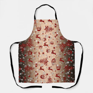 Merry Christmas with Santa and more in gold Apron