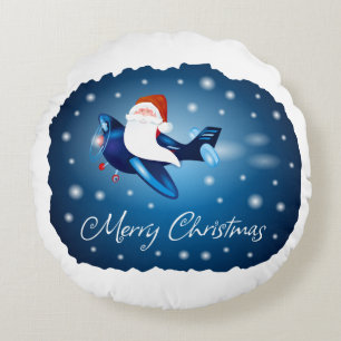 Merry Christmas with Santa Round Cushion