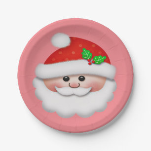 Merry Christmas with Santa's Face for Kids Paper Plate