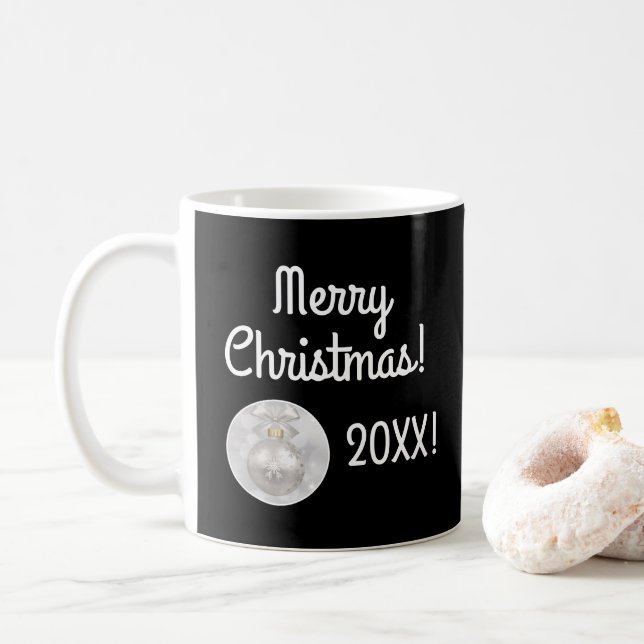 Merry Christmas with Silver Ornament Coffee Mug (With Donut)