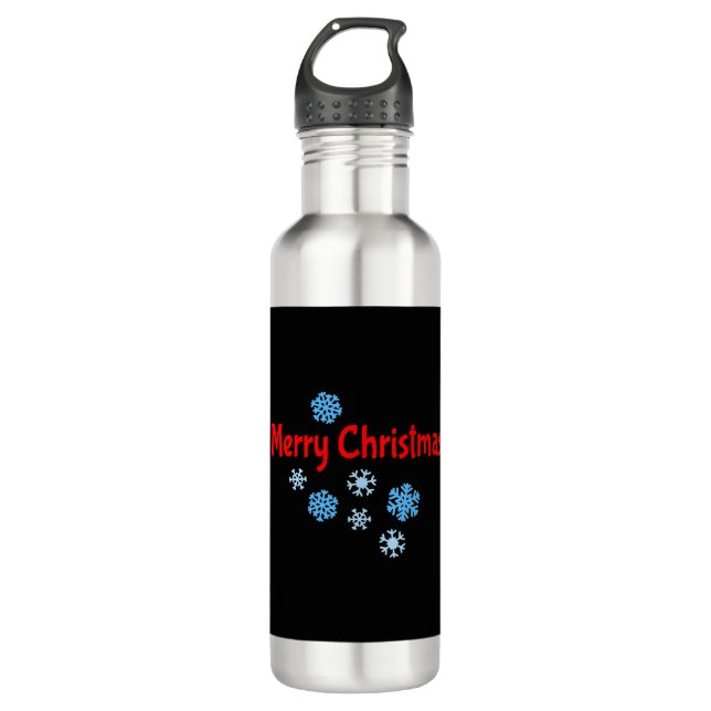 Merry Christmas with Snowflakes 710 Ml Water Bottle (Front)