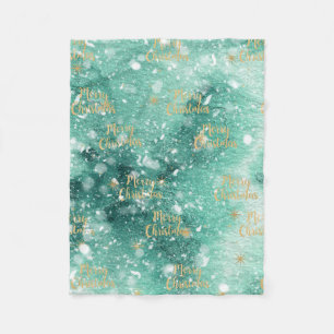 Merry Christmas With Snowflakes Fleece Blanket