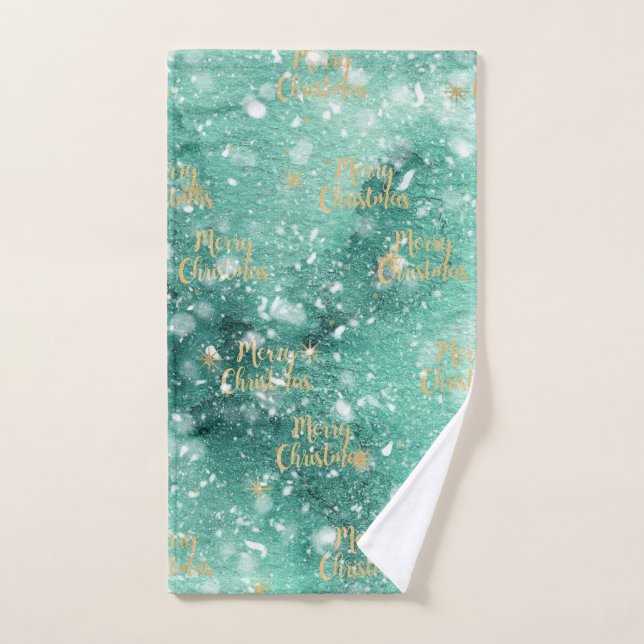 Merry Christmas With Snowflakes Hand Towel (Hand Towel)