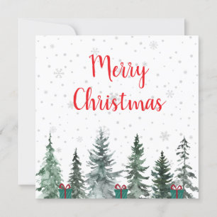 Merry Christmas with Snowflakes, Trees, & Presents Invitation