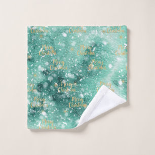Merry Christmas With Snowflakes Wash Cloth