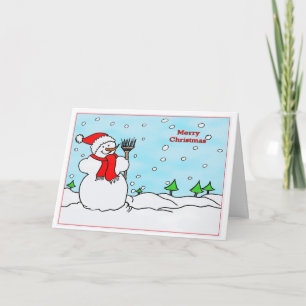 Merry Christmas With Snowman Card