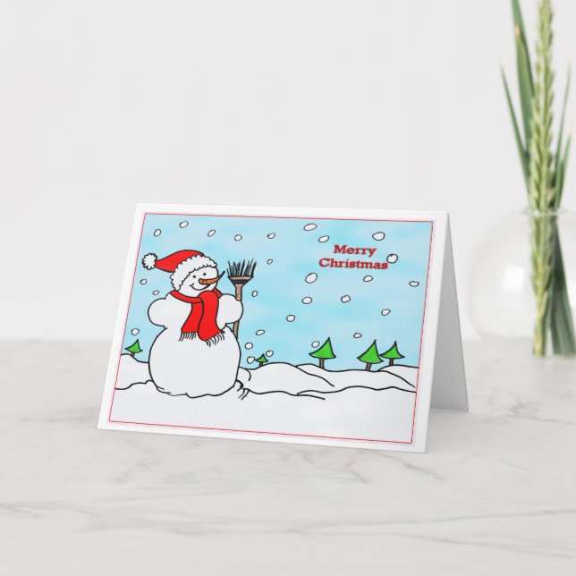 Merry Christmas With Snowman Card (Front)