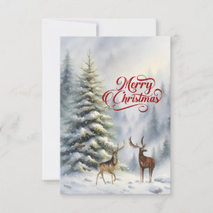 Merry Christmas with Stag and Deer 