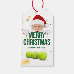 Merry Christmas with tennis ball Santa Claus Gift Tags