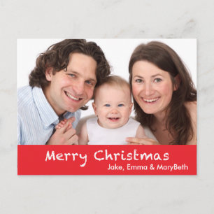 Merry Christmas with Text and Photo Holiday Postcard