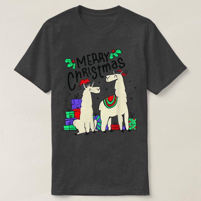 Merry Christmas with this cute lama, llama  T-Shirt (Design Front)