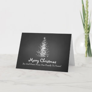 Merry Christmas with Tree sparkles in black Holiday Card