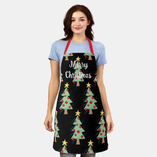 Merry Christmas with Trees Black Apron