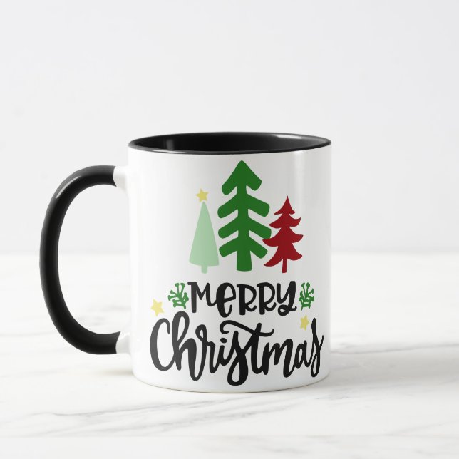 MERRY CHRISTMAS with TREES Mug (Left)