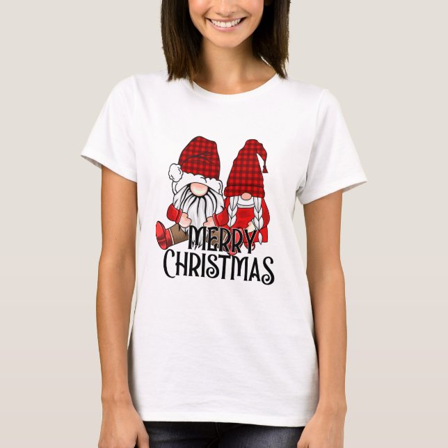 Merry Christmas with two cute gnomes T-Shirt (Front)