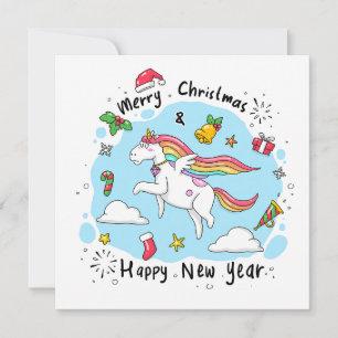 Merry Christmas With Unicorn Holiday Card