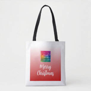 Merry Christmas With Your Photo or Logo Shoulder Tote Bag