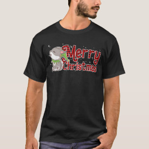 Merry Christmas Wolf Elf Red Plaid Santa Claus Xma T-Shirt