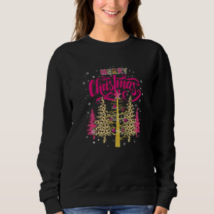 Merry Christmas womens Girls pink tree christmas l Sweatshirt
