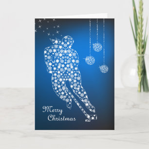 Merry Christmas Women's Hockey Snowflakes Female Holiday Card