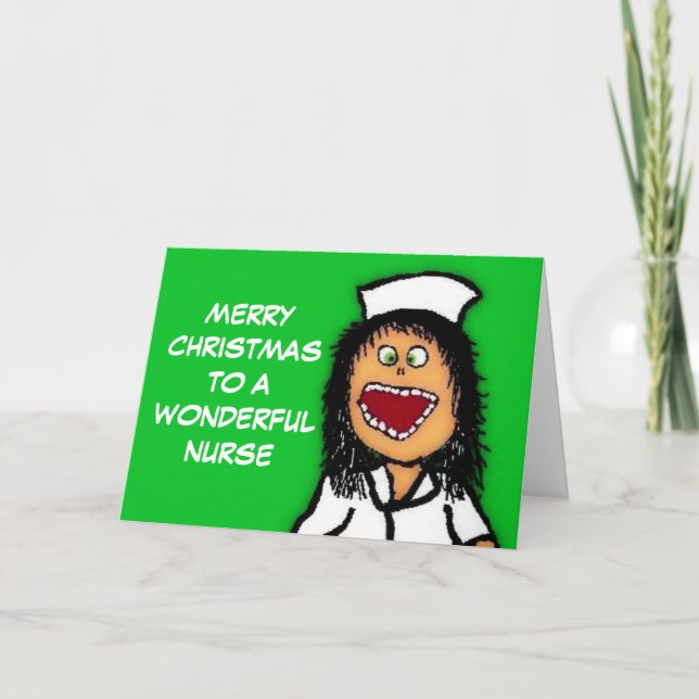 Merry Christmas Wonderful Nurse Holiday Card (Front)