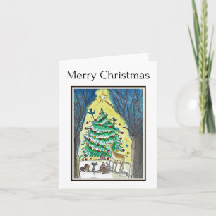 Merry Christmas, Woodland Creatures Art Card