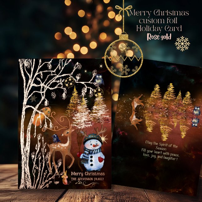 Merry Christmas Woodland Enchanted Forest  Foil Holiday Card (Merry Christmas Woodland Enchanted Forest Foil Holiday Card)