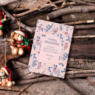 Merry Christmas Woodland Friends in Winter Forest  Postcard