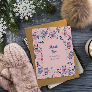 Merry Christmas Woodland Friends in Winter Forest  Thank You Card