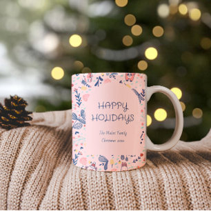 Merry Christmas Woodland Friends in Winter Forest Two-Tone Coffee Mug