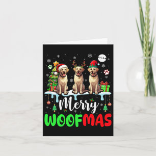 Merry Christmas Woof Three Santa Elf Labrador Retr Card