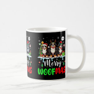 Merry Christmas Woof Three Santa Reindeer Boston T Coffee Mug