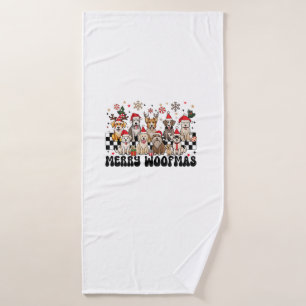 Merry Christmas Woofmas Dog Lovers Puppies Santa R Bath Towel