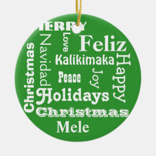 Merry Christmas Word Art Christmas Ornament