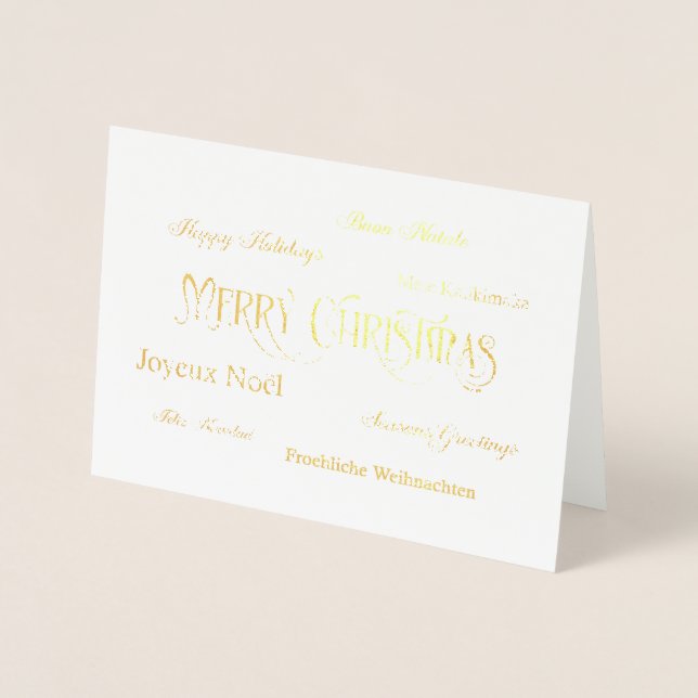Merry Christmas Word Cloud Foil Greeting Card (Front)