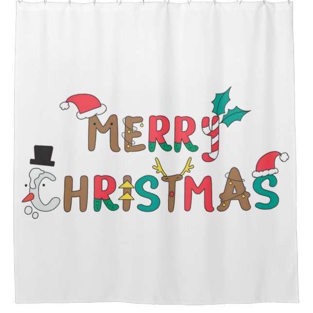 Merry Christmas word element Shower Curtain (Front)