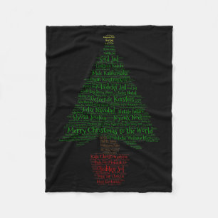 Merry Christmas World Languages Word Tree Fleece Blanket