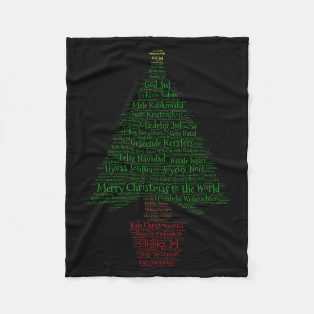 Merry Christmas World Languages Word Tree  Fleece Blanket (Front)
