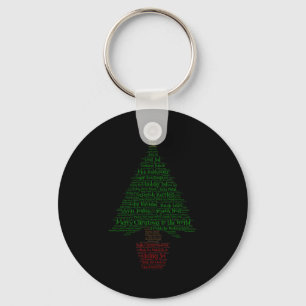 Merry Christmas World Languages Word Tree  Key Ring