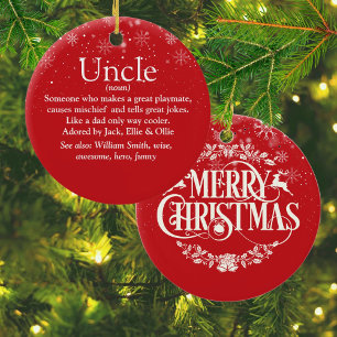 Merry Christmas World's Best Ever Uncle Definition Ceramic Ornament