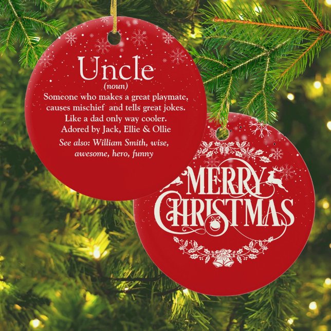 Merry Christmas World's Best Ever Uncle Definition Ceramic Ornament (Merry Christmas World's Best Ever Uncle Definition Ceramic Ornament)