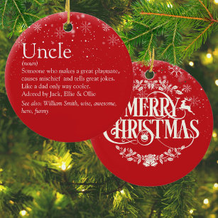 Merry Christmas World's Best Ever Uncle Definition Ceramic Ornament