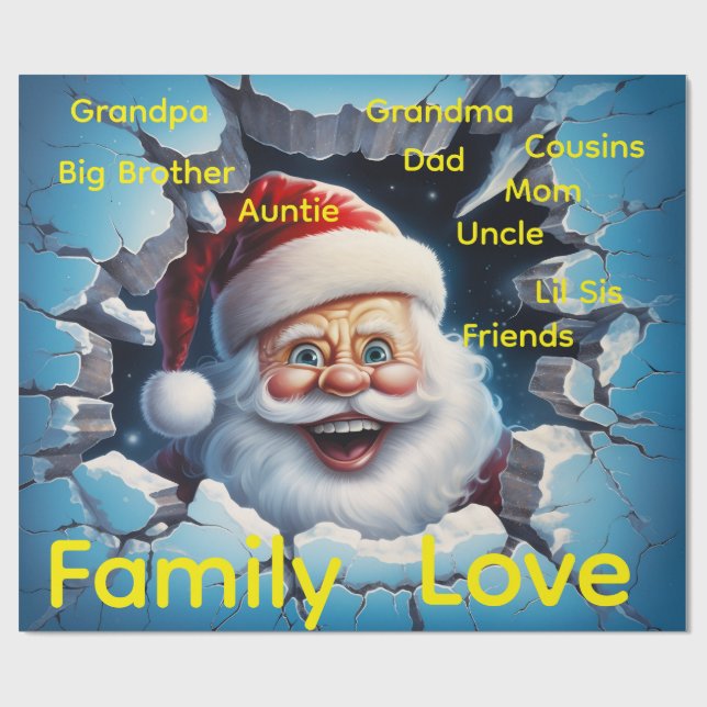 Merry Christmas Wrapping Family Love Friends Santa Wrapping Paper (Flat)