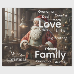 Merry Christmas Wrapping FamilySanta Claus Vintage Paper