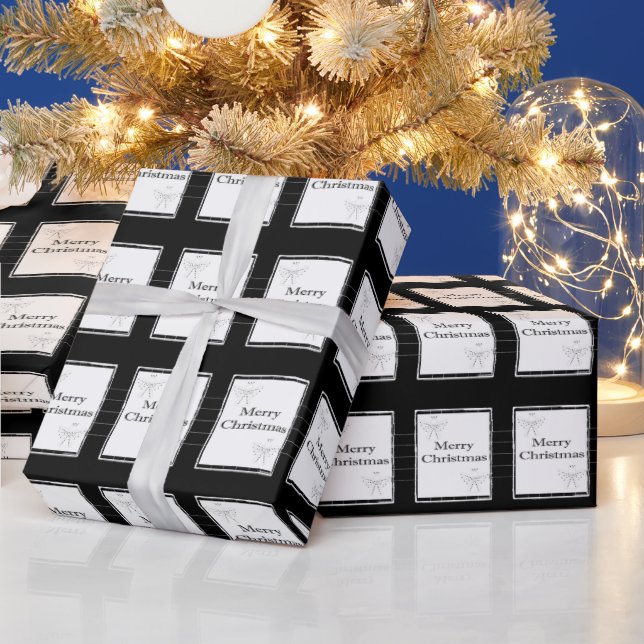 Merry Christmas Wrapping Paper Black & White (Holidays)
