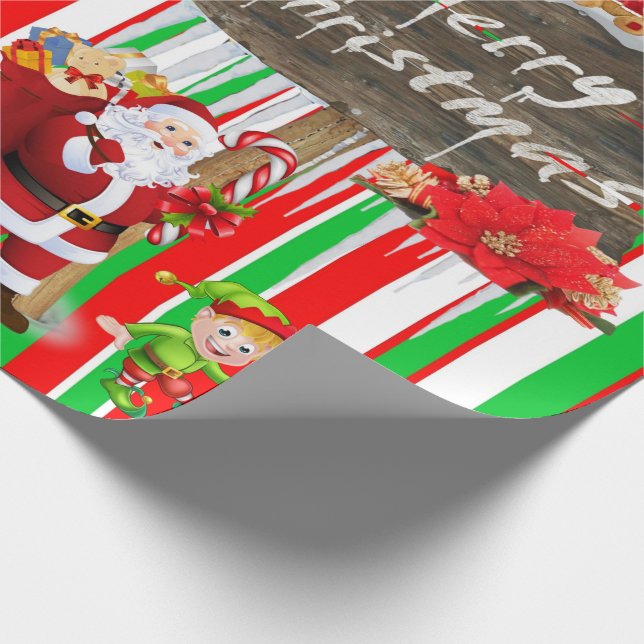 Merry Christmas Wrapping Paper Elf Snowman (Corner)